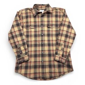 Carhartt Mens L Plaid Flannel Long Sleeve Button Down Heavy Work Shirt S175DKB